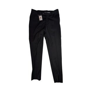 Wessi Mens Slim‎ Fit Dress Trousers Black Flat Front Size 32 Unhemmed
